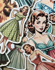 Retro ladies junk journal fussy cuts journal card making die cuts set of 15