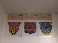 (3) Crafters Square Stickers Embossed Leopard / Tiger / Bear Dimensional Raised
