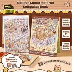 20 Sets 3D Sticker Scene Book Mini House DIY Cartoon Animal Stress Relief
