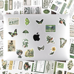 Green Vintage Washi Journaling Sticker , 476PCS Botanical Washi Tape Stickers, S