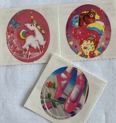 VTG Lot of 3 Loose Lisa Frank Stickers from Sheet ballet shoes unicorn ice cream