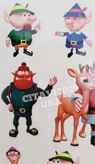 VINTAGE STICKERS RUDOLPH THE RED NOSED REINDEER SANTA ELF YETI RARE PAPER HOUSE.