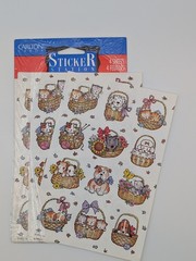 Vintage Kittens and Puppies Sticker Sheets Carlton Cards USA. Opened. 3 Sheets.