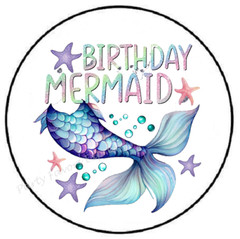 BIRTHDAY MERMAID ENVELOPE SEALS LABELS STICKERS PARTY FAVORS