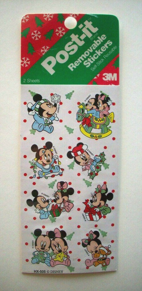 Baby Minnie Mickey Mouse Christmas Post-it removable stickers unopen