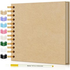 DIY Scrapbook Album 7×7 Kraft Hardcover 40 Pages Photo Memory Book Metallic Pen