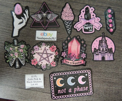 Goth – Pink & Black – Stickers – 10 PCs – 5 styles available! See Description