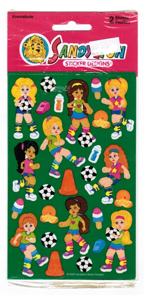 Vintage 2002 NEW PACK Sandylion Girls SOCCER Scrapbook Stickers! 2 Sheets NIP