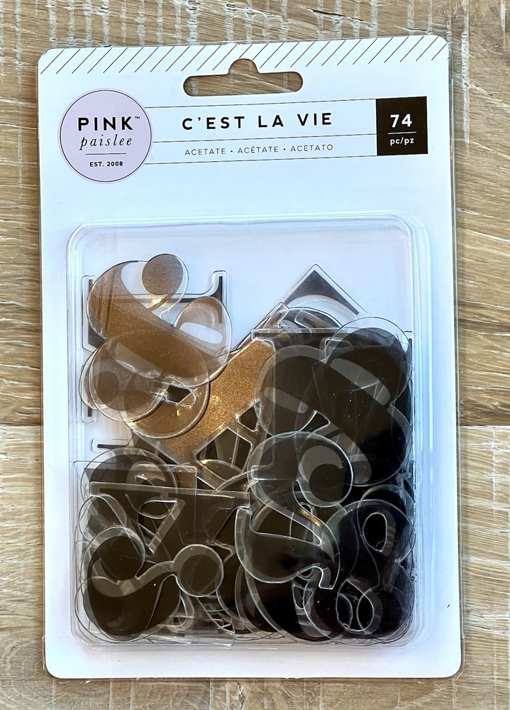 Black Acetate Letters Numbers By Pink Paislee 74 Pieces Scrapbook Junk Journal