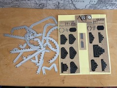 3) Metal Dies & Stamps: Blooms; Banner & Borders; Mailbox; Frame; Steampunk