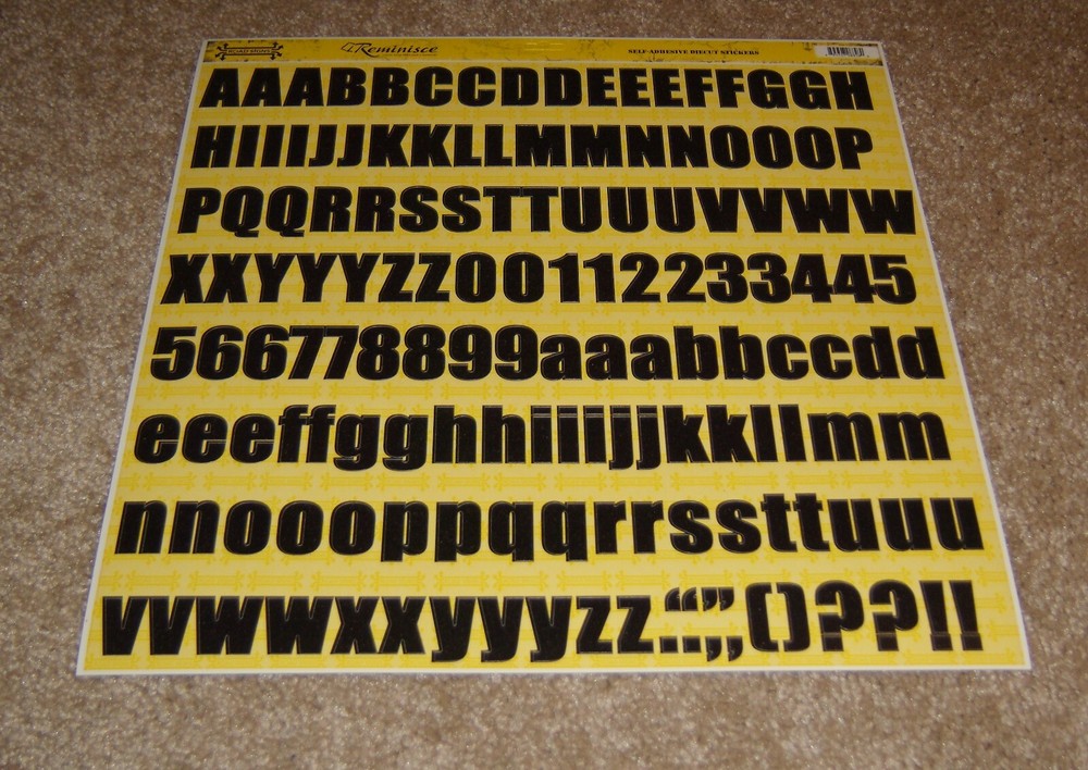 Reminisce 12×12 DieCut Sticker Sheet ~ Road Signs Collection….Black Alphabet