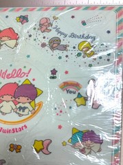 Vintage 1976 Sanrio Little Twin Stars Large Mascot Stickers Seals Sheet 8 x 10