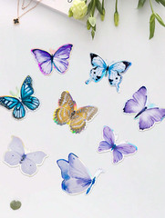 Butterfly Colorful Metallic Stickers Blue Green Red Realistic