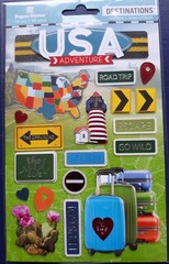 PAPER HOUSE 3D USA STICKER SET~TRAVEL~VACATION~ROAD TRIP~LIGHTHOUSE~LUGGAGE