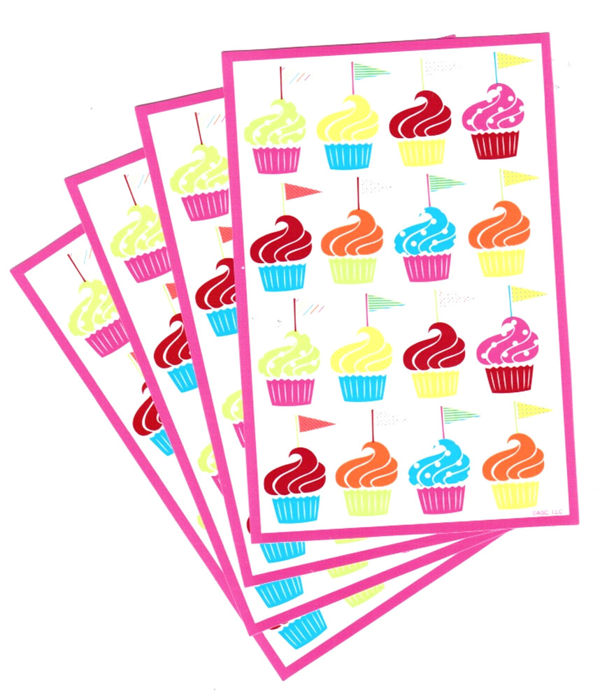 4 Sheets CUPCAKE Party Stickers! Birthday Dessert YUM!