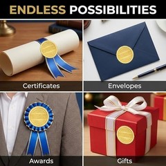 Gold Starburst Certificate Seals – 2″ Self-Adhesive Award Stickers, 100 Count fo