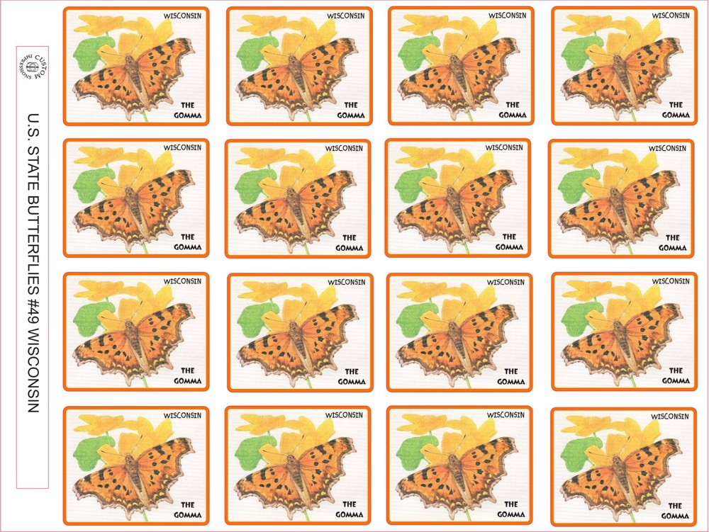 WISCONSIN STATE BUTTERFLY – THE GOMMA – 12 PER SHEET