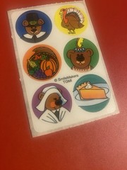 Vintage Thanksgiving Bears Sticker Mod Smile Makers 2×4 Inches