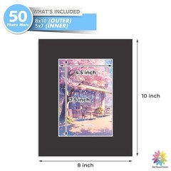 Mat Board 8×10 for 5×7 Photos – Acid Free, 4-ply, 4.5″ X 6.5″ Opening – Framing