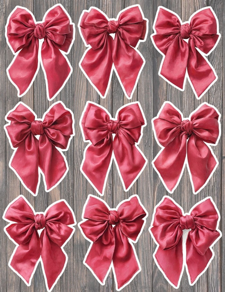Pink Bow Vinyl Die Cut Stickers Set Scrapbooking Laptop Water Bottle