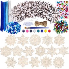 32 Set Christmas Hanging Natural Unfinished Wood Snowflake Cutouts Ornaments …