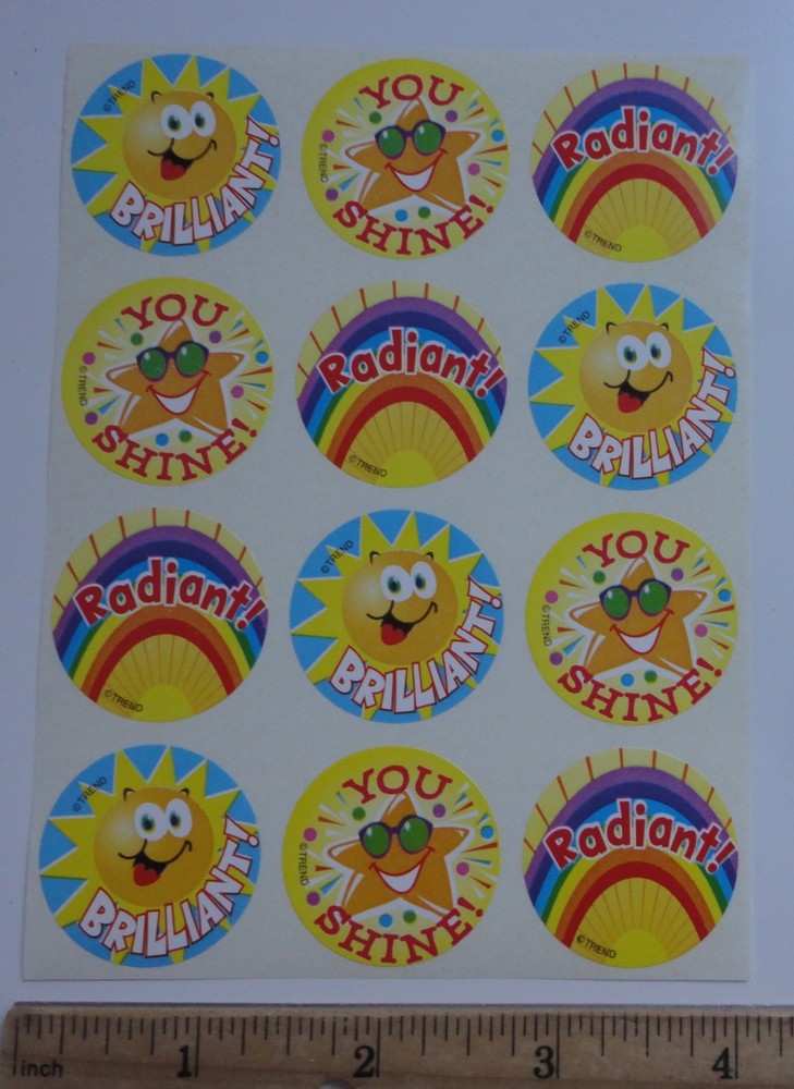 Vintage Trend Sun Star Rainbow Orange Scratch ‘N Sniff Stinky Stickers Sheet 90s