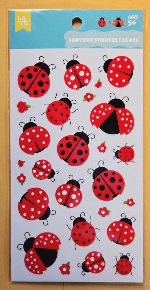 Themed/ Everyday Sticker Single Sheet / Ladybugs/ 26 pieces