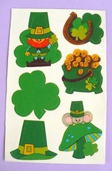 VINTAGE HALLMARK ST.PATRICK’S DAY 6 STICKERS SEALS 1/2 SHEET LEPRECHAUN’S IRISH