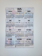 Year At A Glance Calendar Stickers Rustic and Flowers Design