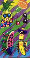 Vintage Lisa Frank Sticker Sheet Rare #S251 Crazy Fruits Pineapple Melons