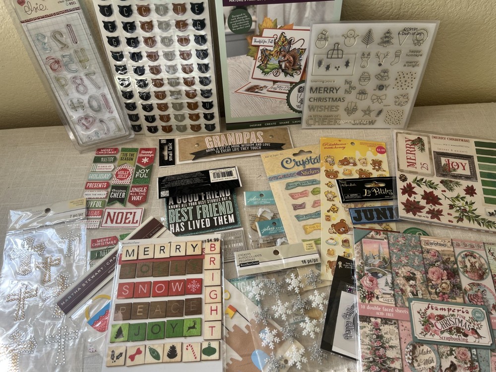 Large Lot Emphera Embellishments, Stamps, Paper More Holiday Included Stamperia