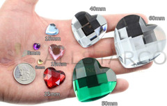 50Mm Red Ruby H103 Extra Large Self Adhesive Heart Jewels – 1 Piece