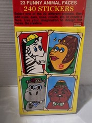 Vintage Fun Forms Sticker Book #13, 23 Funny Animal Faces 240 Stickers New