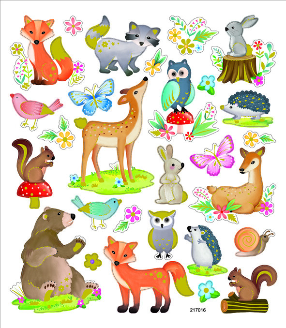 Crafts Stickers Cute Woodland Animals Foil Accents Deer Bear Fox Butterflies Owl