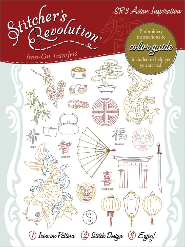 Aunt Martha’S Stitchers Revolution Asian Inspirations Iron-On Transfer Pattern