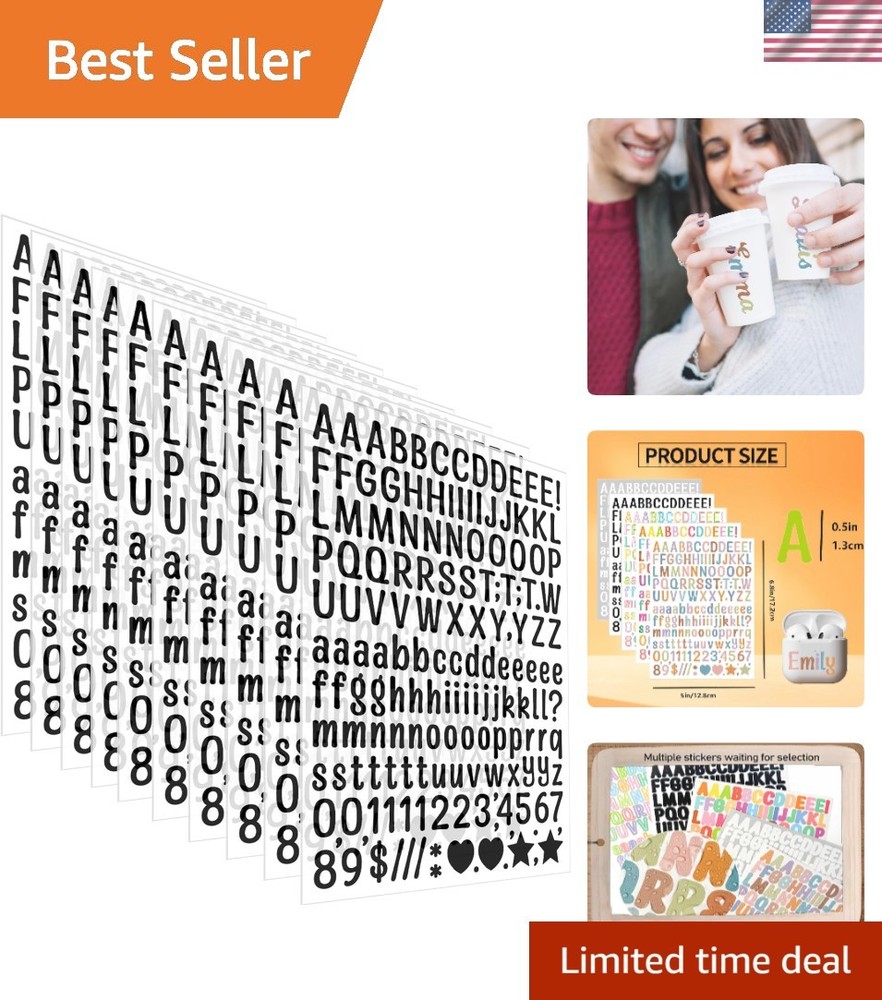 Waterproof Vinyl Mini Letter Stickers – 1560 Count for Crafting and Organizing