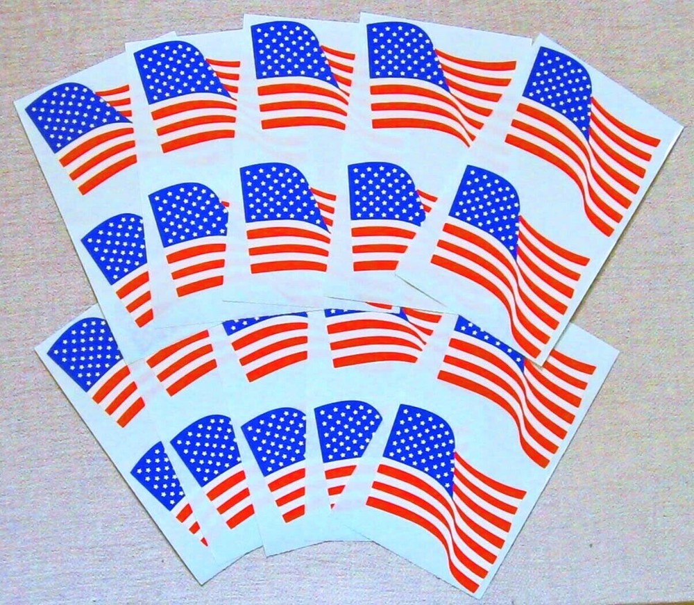 Mrs Grossman Ten 3×4″ inch Sheets (20 Stickers) USA Flags *Ships Free*