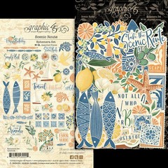 Graphic45 SCENIC ROUTE (69pc) DIE-CUT EPHEMERA ASSORTMENT scrapbooking