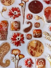 Creative Imaginations Christine Adoph Exoxy Stickers, orange and brown color