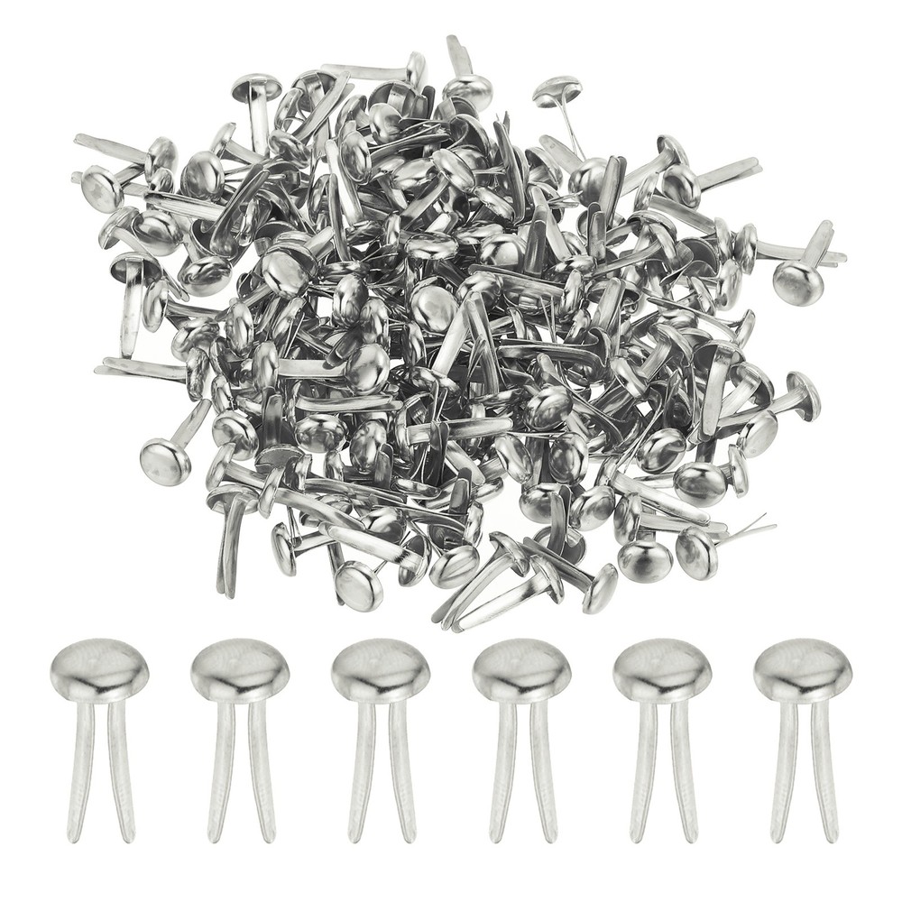 Brads for Paper Crafts, 150 Pcs Silver Metal Round Paper Fasteners, 16 mm