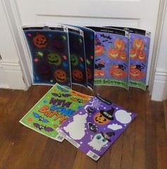 VINTAGE HALLOWEEN WINDOW CLINGS MULTIPLE SHEETS JACK-O-LANTERNS GHOSTS BATS