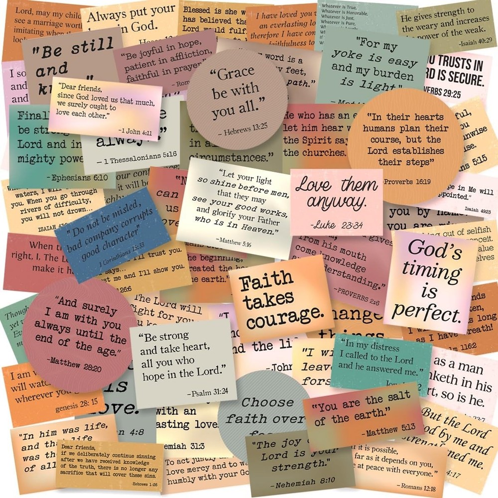 Faith & Grace Sticker Pack by Puraesla -156PCS Bible Verse Stickers, Vintage