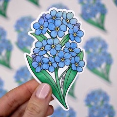 Forget Me Not Sticker – Alaska State Flower – Waterproof Vinyl Floral Decal