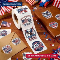 500Pcs Patriotic Stickers Roll 250th Anniversary USA Stickers Self Adhesive 4th