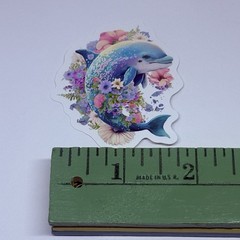 Cute Dolphin Animal Sticker Vinyl Decal Journal Wall Anniversary Flowers Art Tc6