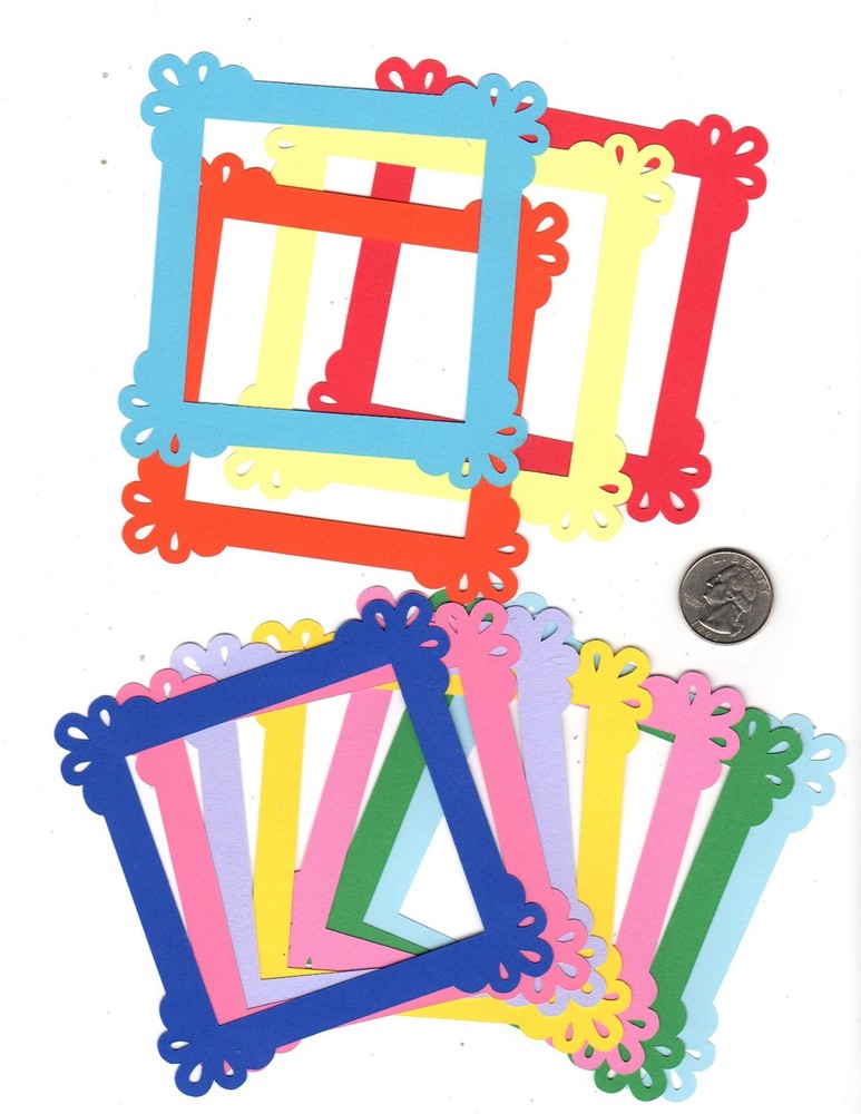 Frame Die Cuts – Square Ruffle Corner Frame Die Cuts – any color, 4″ x 4″ , 10pc