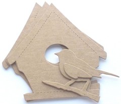 {3} *BIRD HOUSE w/ BIRDS* Unfinished Bare Chipboard Die Cuts – 3 7/8″ x 4 1/2″
