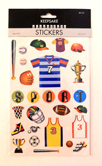 School Days Sports Scrapbook Stickers Trophy Jersey Helmet Balls Mitt Bat