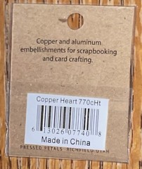 Petals & Possibilities Scrap Metal Self Adhesive Copper Aluminum Heart Sticker