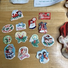 VTG Christmas Seals Presto Stick Self Adhesive Lot Santa Die Cut Set Read